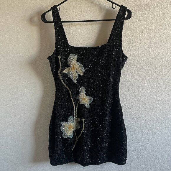 Staud Le Sable Beaded Mini Dress Botanical Shadows Size Medium - Picture 4 of 10